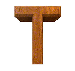 Image showing 3d letter T in wood 