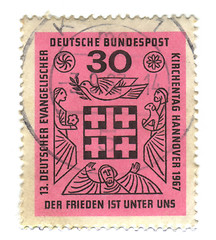 Image showing GERMANY - CIRCA 1967: a stamp printed in the Germany shows Peace