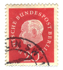 Image showing GERMANY-CIRCA 1955: A stamp printed in the Germany Theodor Heuss