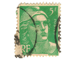 Image showing Old green french stamp 