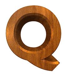 Image showing 3d letter Q in wood 