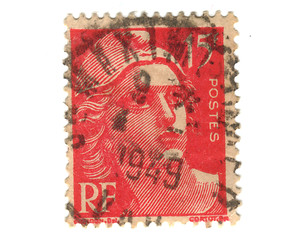 Image showing Old red french stamp 