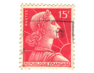 Image showing Old red french stamp 