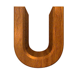 Image showing 3d letter U in wood 