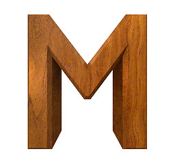 Image showing 3d letter M in wood 