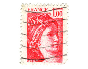 Image showing Old red french stamp 