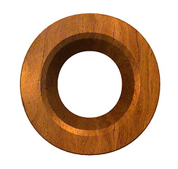 Image showing 3d letter O in wood 