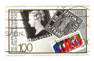 Image showing GERMANY - CIRCA 1990: A stamp printed in Germany honoring 150 ye