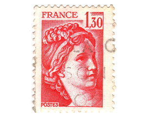 Image showing Old red french stamp 