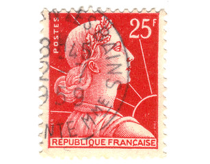 Image showing Old red french stamp 