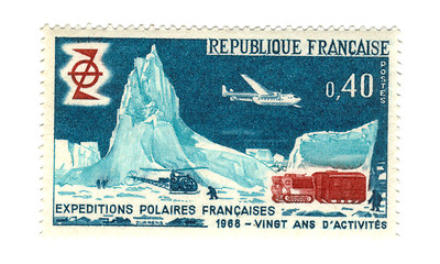 Image showing Old french stamp - Polar exploration 1968