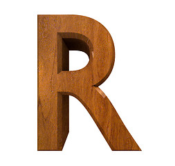 Image showing 3d letter R in wood 