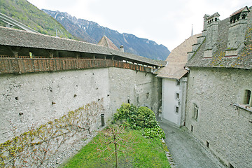 Image showing Chillon Castle, Montreux Switzerland.  Place where the kids play