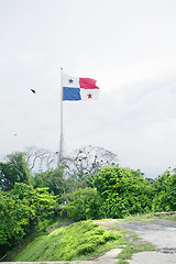 Image showing Panama Flag in the Ancon Hill.  Ancon Hill is a steep 654-foot h