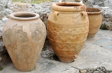 Image showing Three Ancient Pithoi in Knossos