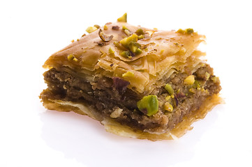 Image showing Baklava. Traditional middle east sweet desert isolated on the wh