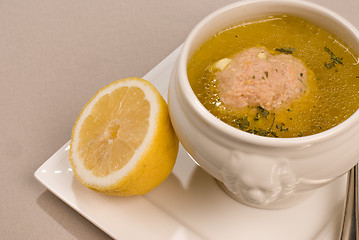 Image showing Meat ball broth