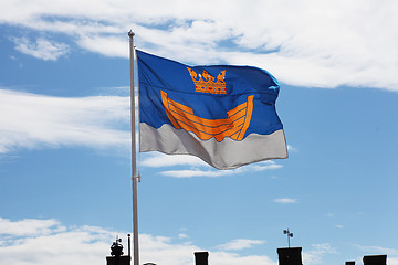 Image showing fluttering flag of Helsinki 