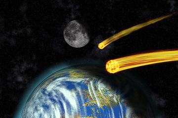 Image showing Flaming Asteroids on Earth