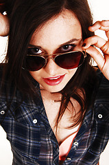 Image showing Closeup of girl with sunglasses.