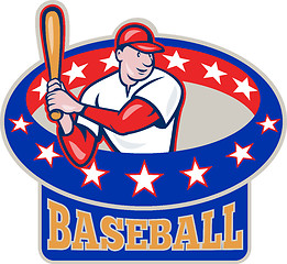 Image showing American Baseball Player Batting Cartoon