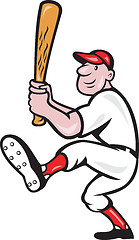 Image showing American Baseball Player Batting Cartoon