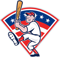 Image showing American Baseball Player Batting Cartoon