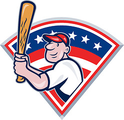 Image showing American Baseball Player Batting Cartoon