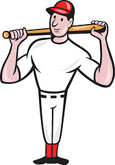 Image showing American Baseball Player Batting Cartoon