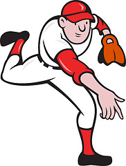 Image showing Baseball Player Pitcher Throwing Cartoon