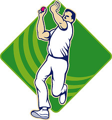 Image showing Cricket Bowler Bowling Ball Front