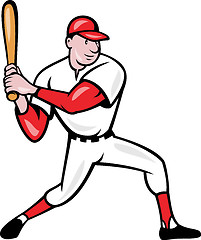 Image showing American Baseball Player Batting Cartoon
