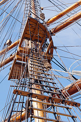 Image showing Mast of an ancient sailing vessel