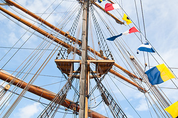 Image showing Mast of an ancient sailing vessel