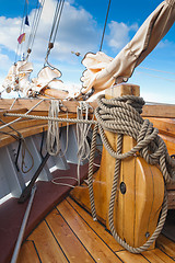 Image showing Close-up shot of rope. Taken at a shipyard.