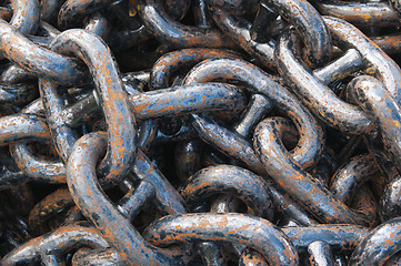 Image showing Old rusty anchor chain, close up