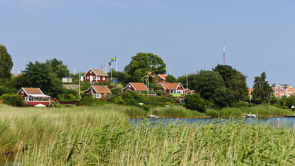 Image showing Red cottages in Brändaholm , Sweden