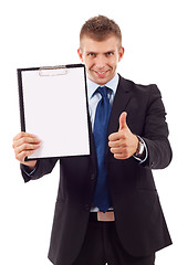 Image showing man presenting a clipboard 