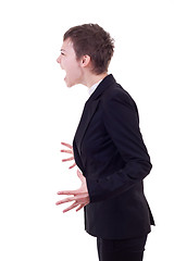 Image showing angry business woman screaming 