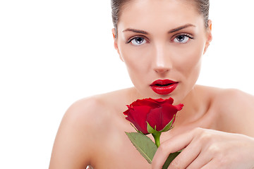 Image showing beautiful woman with rose