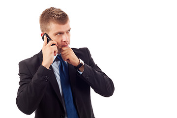 Image showing business man talking on cell phone 