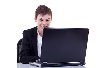 Image showing business woman working on laptop