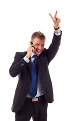 Image showing  businessman making victory sign