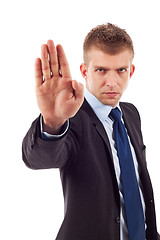 Image showing Businessman making stop sign 