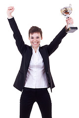 Image showing excited young business woman