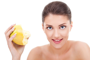 Image showing woman eating an apple 