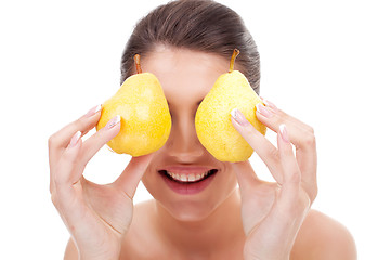 Image showing woman with pears over eyes