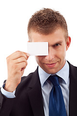 Image showing business man with blank card