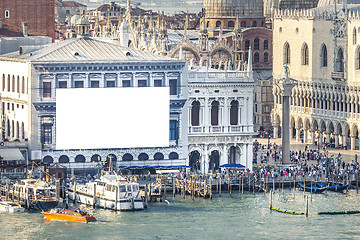 Image showing Venice with advertising wall