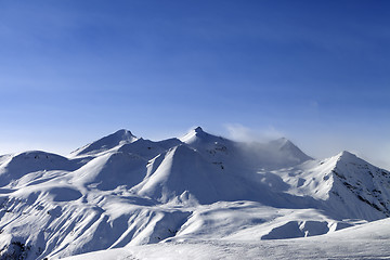 Image showing View from ski slope in evening